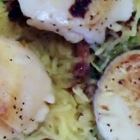 Sauteed Scallops over Spaghetti Squash