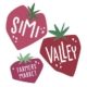 Shows an image of the Simi Valley Farmers' Market logo which shows 3 strawberry graphics, each one containing a different part of the name.